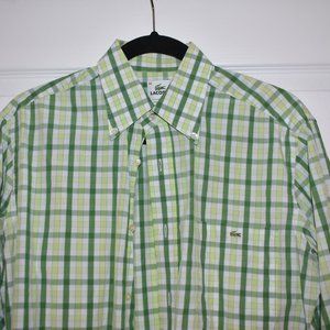 Lacoste Men Green Check Long Sleeve Shirt SZ 40 M